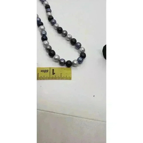 Vintage Necklace Genuine Pearl Gray & Black Baroque Freshwater Pearls Choker - Picture 7 of 9